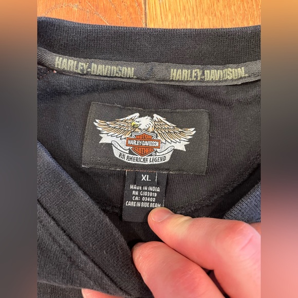 Vintage Harley Davidson Sweatshirt Mens XLarge Motorcycles Black Orange V-Neck - Picture 3 of 12